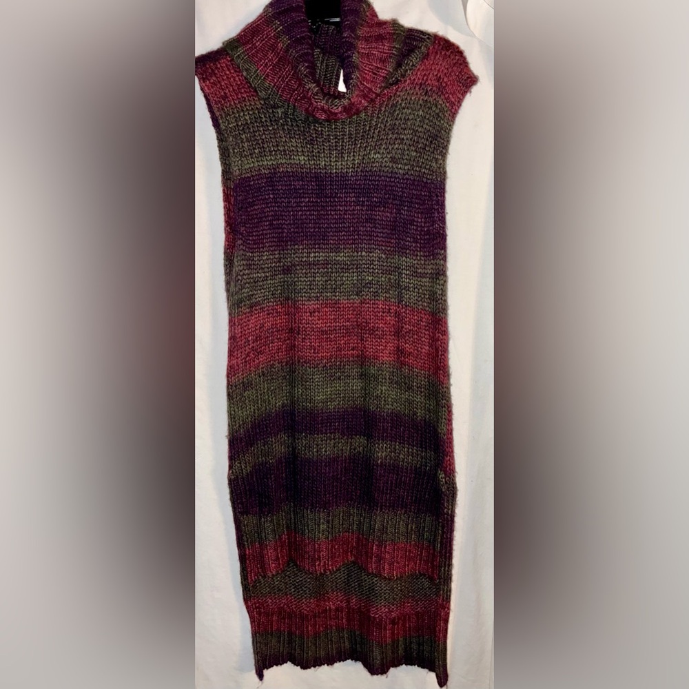 Cut25 Chunky Knit Ombré Stripe Sleeveless Cowl Neck Sweater Dress Size XL NEW